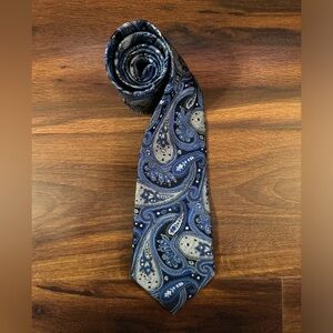 VALERIO GARATI Blue Polyester Paisley Necktie